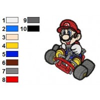 Mario Driving aCar Embroidery Design